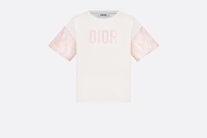 Kid's T-Shirt • Ivory Cotton Jersey and Sequin-Embroidered Tulle with Pink and Ivory Lily of the Valley Print
