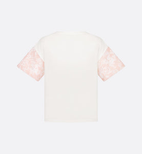Kid's T-Shirt • Ivory Cotton Jersey and Sequin-Embroidered Tulle with Pink and Ivory Lily of the Valley Print