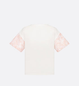 Kid's T-Shirt • Ivory Cotton Jersey and Sequin-Embroidered Tulle with Pink and Ivory Lily of the Valley Print