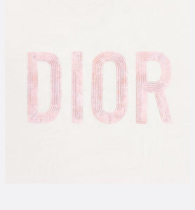 Kid's T-Shirt • Ivory Cotton Jersey and Sequin-Embroidered Tulle with Pink and Ivory Lily of the Valley Print