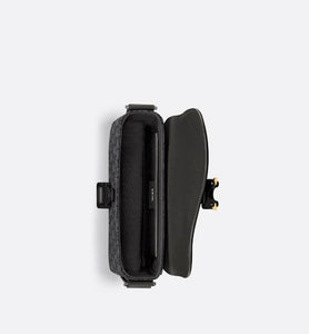 Mini Saddle Bag with Strap • Black Dior Oblique Jacquard and Grained Calfskin