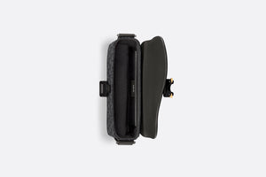 Mini Saddle Bag with Strap • Black Dior Oblique Jacquard and Grained Calfskin