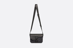 Mini Saddle Bag with Strap • Black Dior Oblique Jacquard and Grained Calfskin