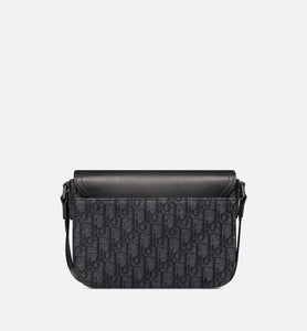 Mini Saddle Bag with Strap • Black Dior Oblique Jacquard and Grained Calfskin