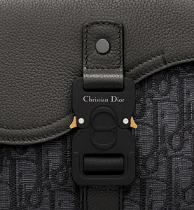 Mini Saddle Bag with Strap • Black Dior Oblique Jacquard and Grained Calfskin