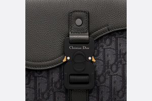 Mini Saddle Bag with Strap • Black Dior Oblique Jacquard and Grained Calfskin