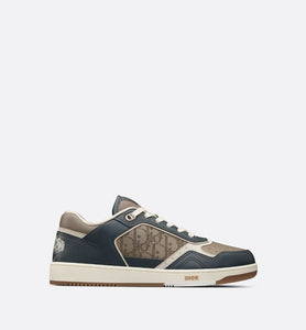 B27 Low-Top Sneaker • Brown and Deep Gray Smooth Calfskin with Brown Dior Oblique Galaxy Leather