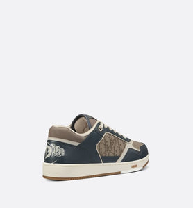 B27 Low-Top Sneaker • Brown and Deep Gray Smooth Calfskin with Brown Dior Oblique Galaxy Leather
