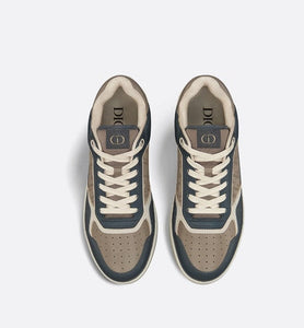 B27 Low-Top Sneaker • Brown and Deep Gray Smooth Calfskin with Brown Dior Oblique Galaxy Leather