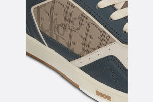 B27 Low-Top Sneaker • Brown and Deep Gray Smooth Calfskin with Brown Dior Oblique Galaxy Leather
