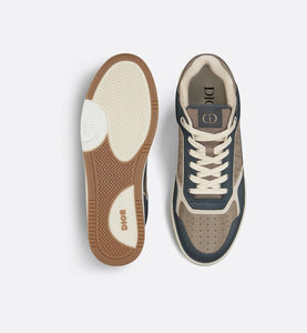 B27 Low-Top Sneaker • Brown and Deep Gray Smooth Calfskin with Brown Dior Oblique Galaxy Leather