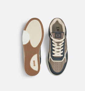 B27 Low-Top Sneaker • Brown and Deep Gray Smooth Calfskin with Brown Dior Oblique Galaxy Leather