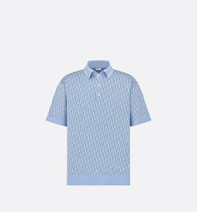 Dior Oblique Polo Shirt • Blue Cotton Jacquard