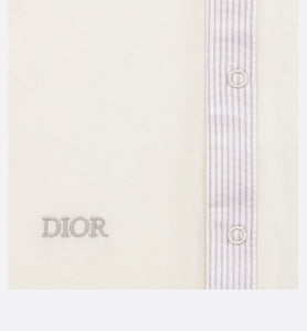 Newborn Gift Set • Ivory Cotton Interlock and Poplin with Gray Stripes
