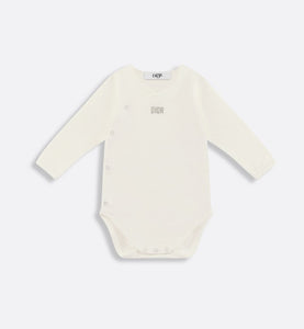 Gift Set with Three Long-Sleeved Onesies • Ivory Cotton Interlock with Green and Gray Lily of the Valley Print