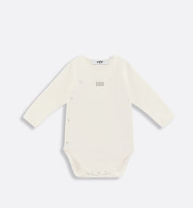 Gift Set with Three Long-Sleeved Onesies • Ivory Cotton Interlock with Green and Gray Lily of the Valley Print