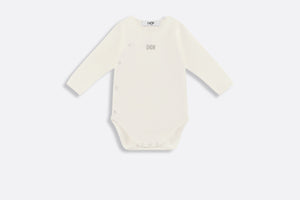 Gift Set with Three Long-Sleeved Onesies • Ivory Cotton Interlock with Green and Gray Lily of the Valley Print