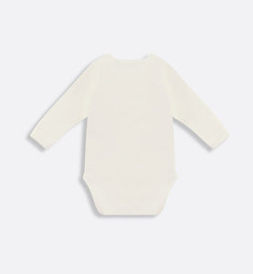 Gift Set with Three Long-Sleeved Onesies • Ivory Cotton Interlock with Green and Gray Lily of the Valley Print