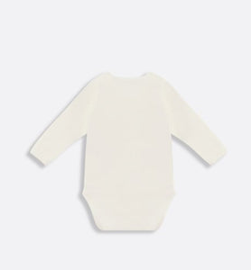 Gift Set with Three Long-Sleeved Onesies • Ivory Cotton Interlock with Green and Gray Lily of the Valley Print