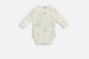 Gift Set with Three Long-Sleeved Onesies • Ivory Cotton Interlock with Green and Gray Lily of the Valley Print