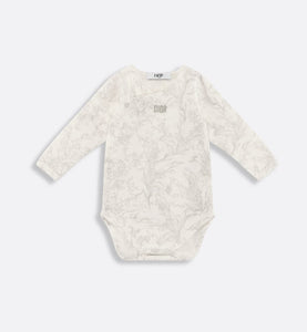 Gift Set with Three Long-Sleeved Onesies • Ivory Cotton Interlock with Green and Gray Lily of the Valley Print