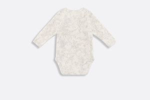 Gift Set with Three Long-Sleeved Onesies • Ivory Cotton Interlock with Green and Gray Lily of the Valley Print