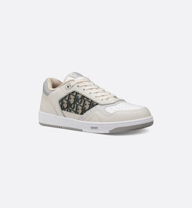 B27 Low-Top Sneaker • Cream and White Smooth Calfskin with Beige and Black Dior Oblique Jacquard