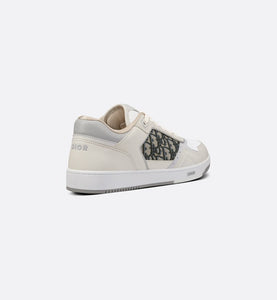 B27 Low-Top Sneaker • Cream and White Smooth Calfskin with Beige and Black Dior Oblique Jacquard