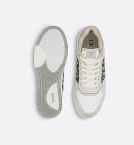 B27 Low-Top Sneaker • Cream and White Smooth Calfskin with Beige and Black Dior Oblique Jacquard