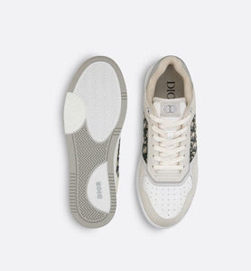 B27 Low-Top Sneaker • Cream and White Smooth Calfskin with Beige and Black Dior Oblique Jacquard