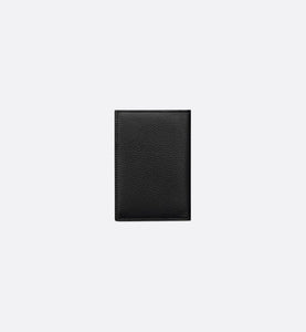 Saddle Bi-Fold Card Holder • Black Grained Calfskin Leather Marquetry with Beige and Black Dior Oblique Jacquard