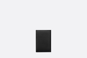 Saddle Bi-Fold Card Holder • Black Grained Calfskin Leather Marquetry with Beige and Black Dior Oblique Jacquard