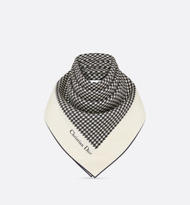 30 Montaigne 90 Square Scarf • Ivory and Black Silk Twill