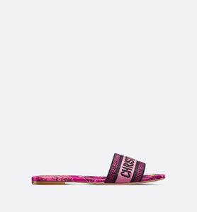 Dway Slide • Rani Pink Multicolor Embroidered Cotton with Toile de Jouy Voyage Motif