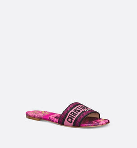 Dway Slide • Rani Pink Multicolor Embroidered Cotton with Toile de Jouy Voyage Motif