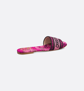 Dway Slide • Rani Pink Multicolor Embroidered Cotton with Toile de Jouy Voyage Motif