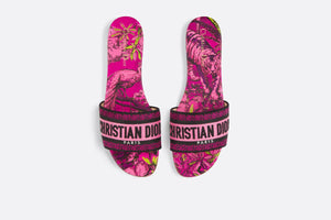 Dway Slide • Rani Pink Multicolor Embroidered Cotton with Toile de Jouy Voyage Motif