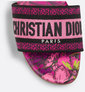 Dway Slide • Rani Pink Multicolor Embroidered Cotton with Toile de Jouy Voyage Motif