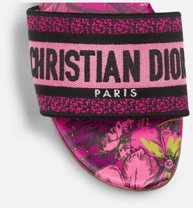 Dway Slide • Rani Pink Multicolor Embroidered Cotton with Toile de Jouy Voyage Motif