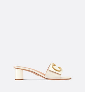 C'est Dior Heeled Slide • White Patent Calfskin