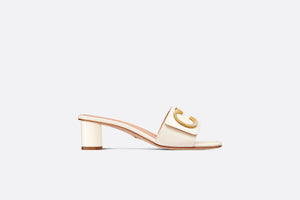 C'est Dior Heeled Slide • White Patent Calfskin