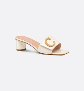 C'est Dior Heeled Slide • White Patent Calfskin