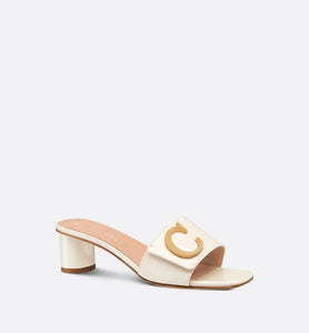 C'est Dior Heeled Slide • White Patent Calfskin