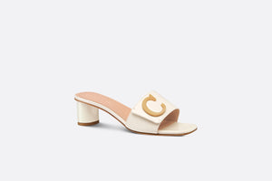 C'est Dior Heeled Slide • White Patent Calfskin