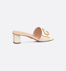 C'est Dior Heeled Slide • White Patent Calfskin