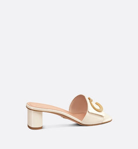 C'est Dior Heeled Slide • White Patent Calfskin