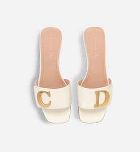 C'est Dior Heeled Slide • White Patent Calfskin