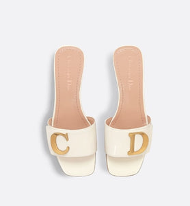 C'est Dior Heeled Slide • White Patent Calfskin