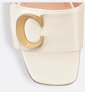 C'est Dior Heeled Slide • White Patent Calfskin
