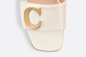 C'est Dior Heeled Slide • White Patent Calfskin